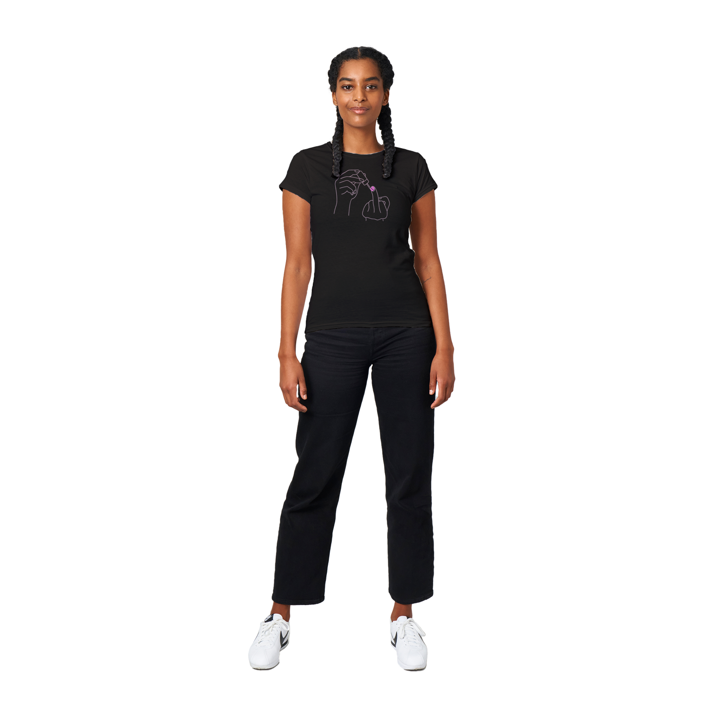 Ladylike Middle Finger - Classic Womens Crewneck T-shirt