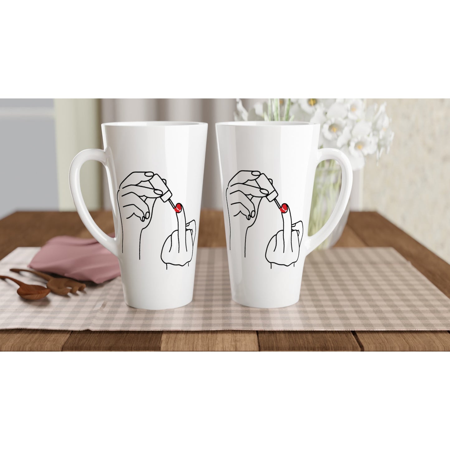Ladylike Middle Finger - White Latte 17oz Ceramic Mug