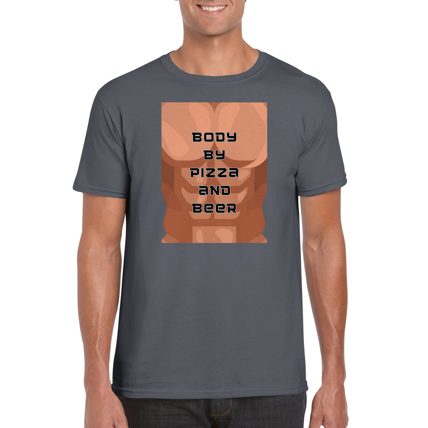 Body by Pizza and Beer Funny mens Shirt