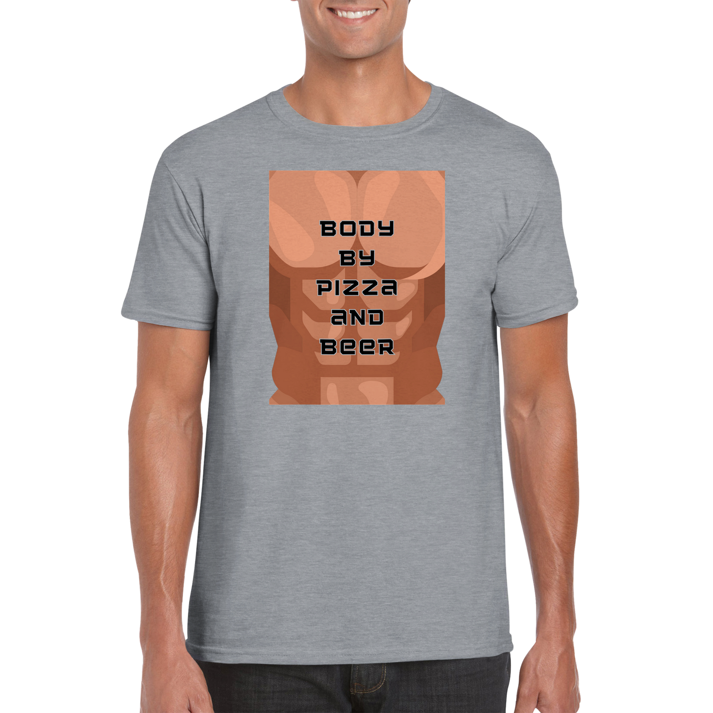 Body by Pizza and Beer Funny mens Shirt