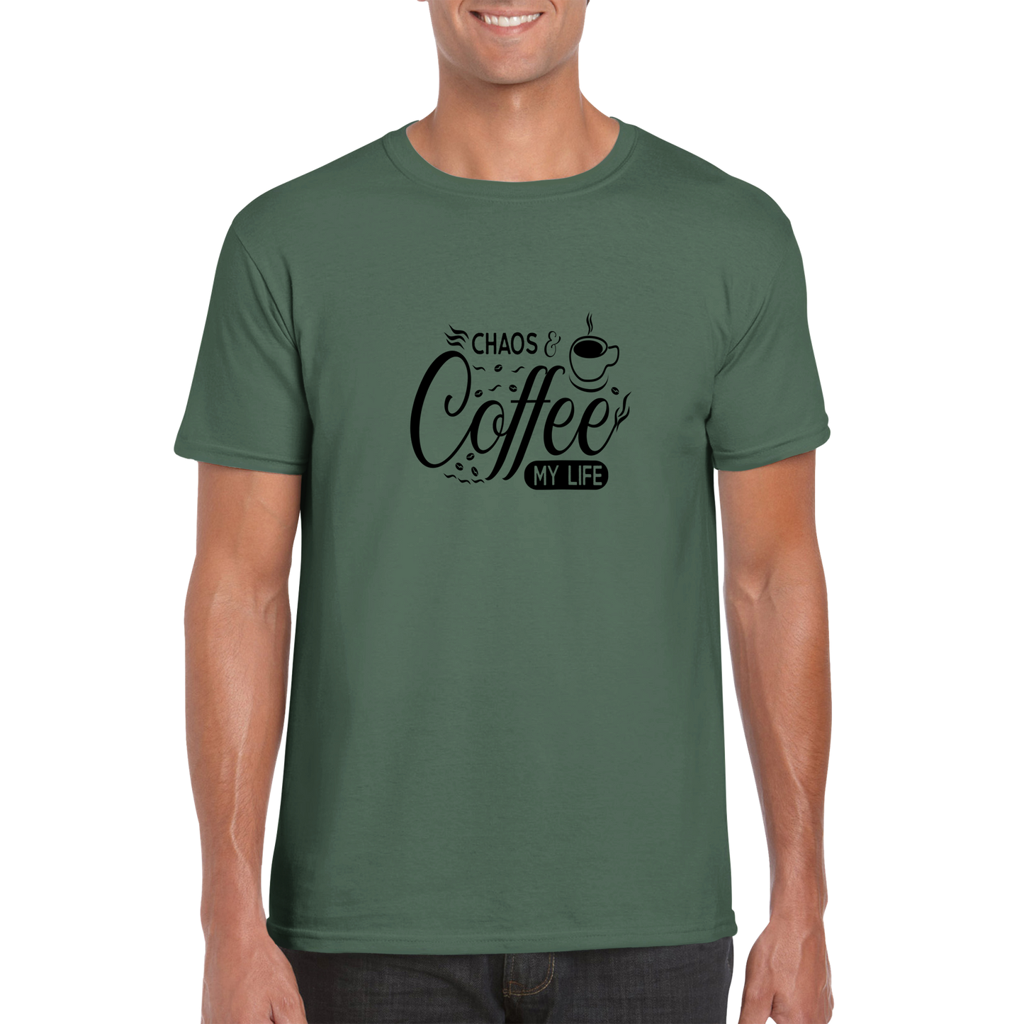 Chaos and Coffee Sarcasm Shirt - Classic Unisex Crewneck T-shirt