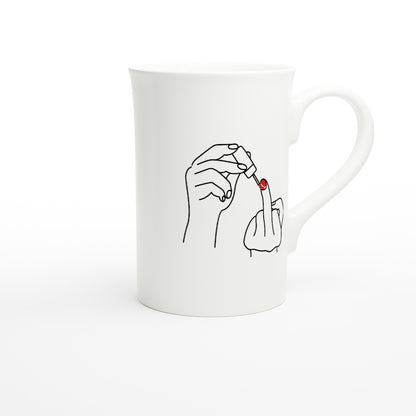 Ladylike Middle Finger - White 10oz Porcelain Slim Mug