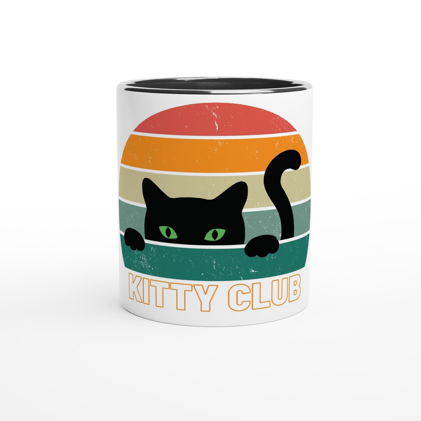 Kitty Club - White 11oz Ceramic Mug with Color Inside
