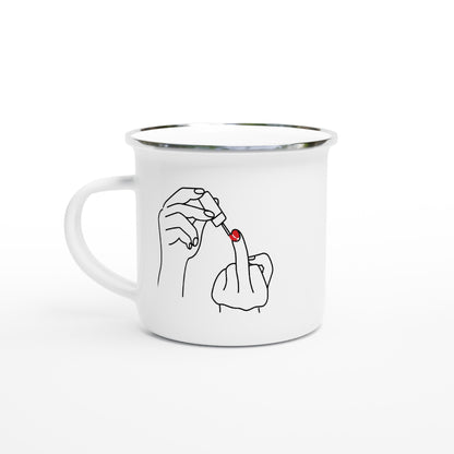 Ladylike Middle Finger - White 12oz Enamel Mug