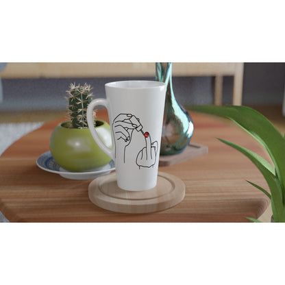 Ladylike Middle Finger - White Latte 17oz Ceramic Mug