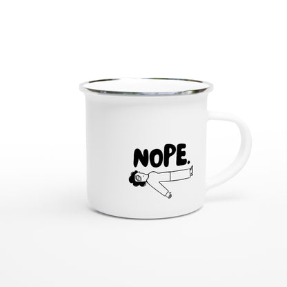 NOPE - White 12oz Enamel Mug