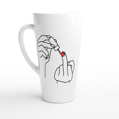 Ladylike Middle Finger - White Latte 17oz Ceramic Mug