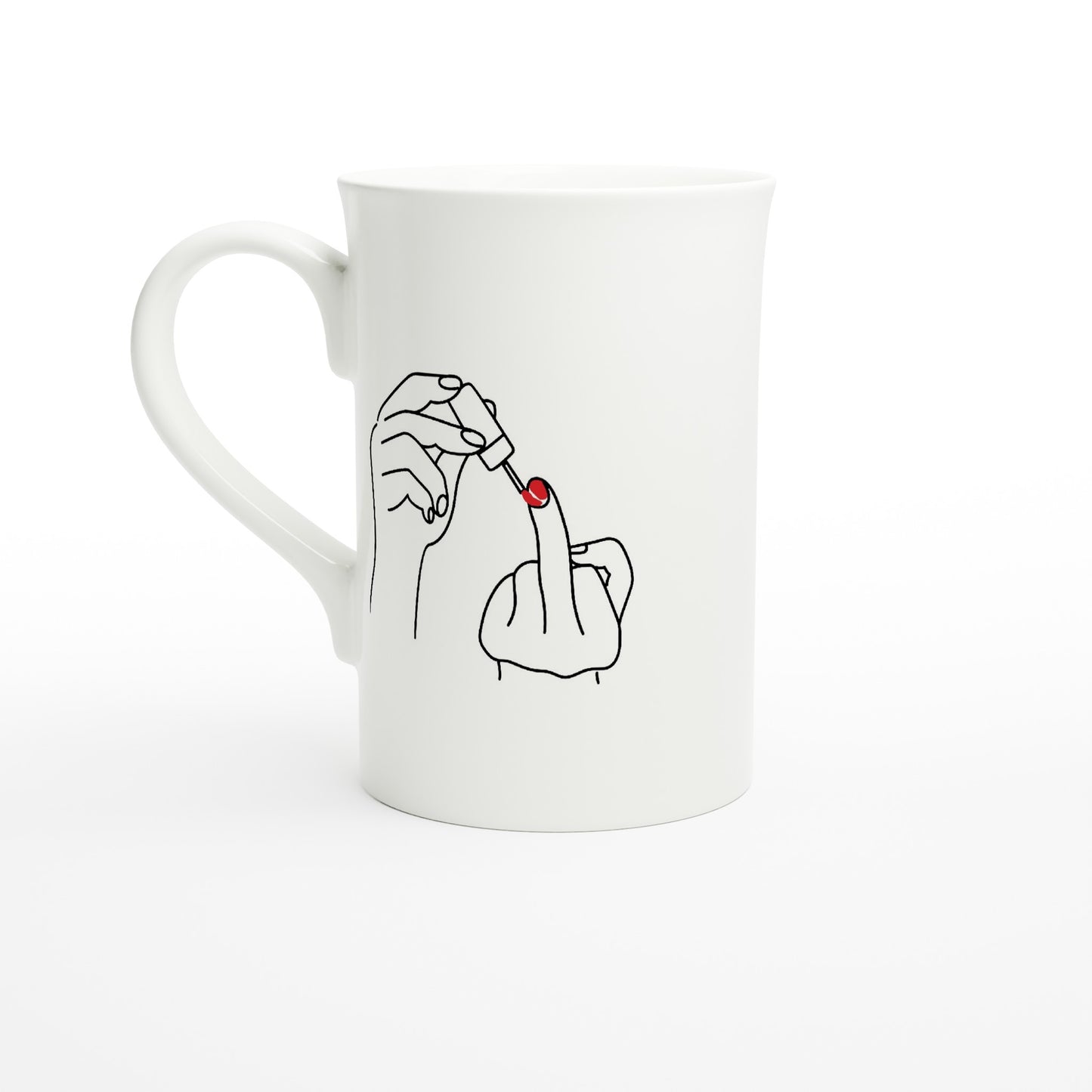Ladylike Middle Finger - White 10oz Porcelain Slim Mug