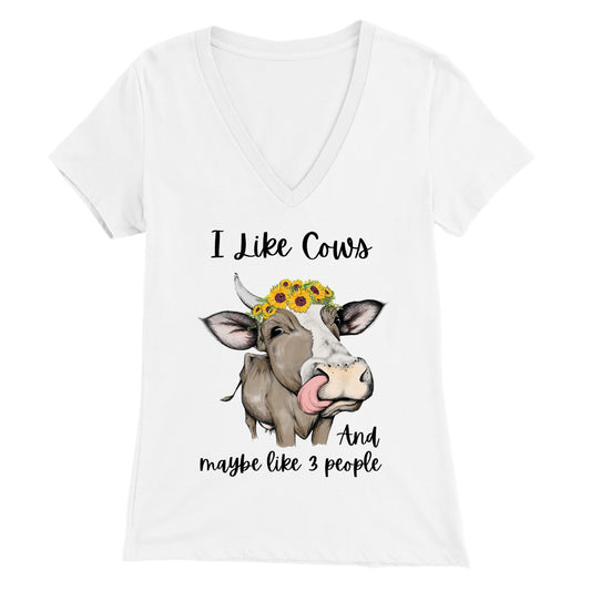 I Like Cows - Premium Womens V-Neck T-shirt